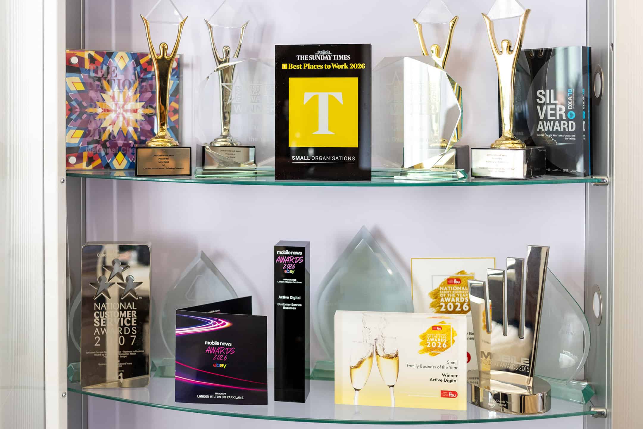 Display of awards and trophies for Active Digital.